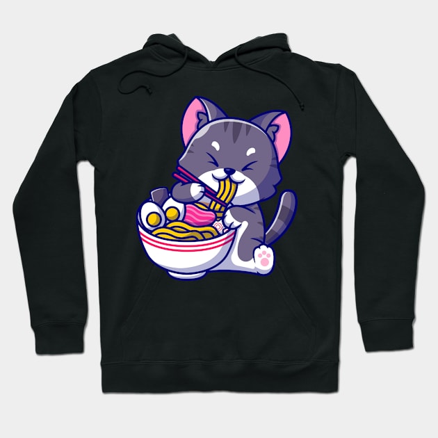 Cat Kawaii Anime Japanese Ramen Food Girls Official Teenager Hoodie by ValareanCie